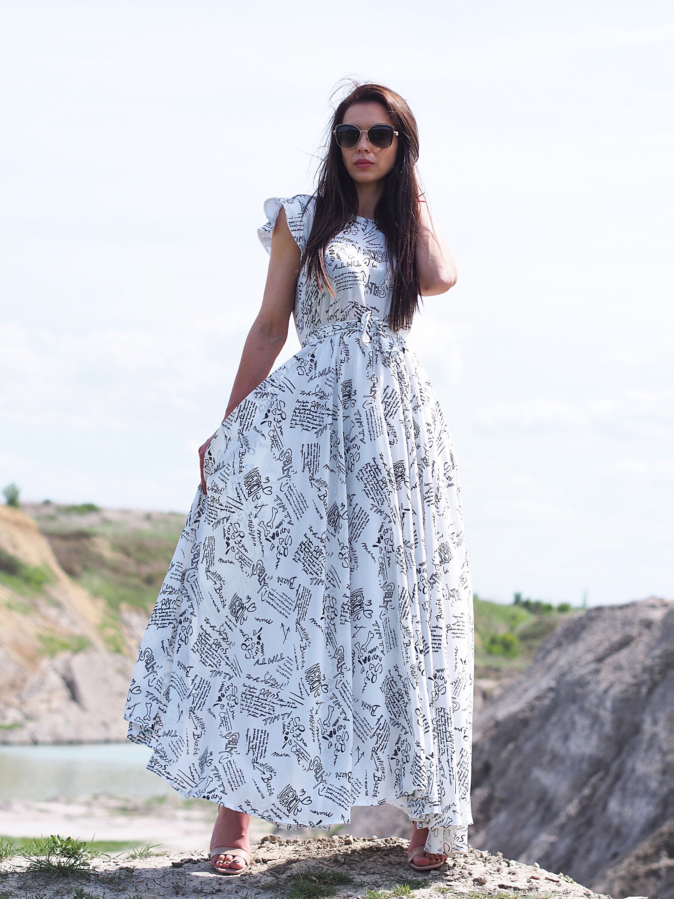 summer maxi dresses for women Floral Halter Dress Cream Dress S relaxed fit summer maxi dress,Long summer dress,Women