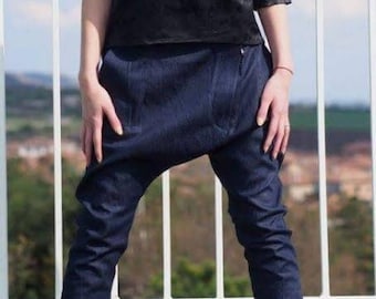 Frauen Drop-Crotch-Hose / Jeans-Denim-Hose / lockere Freizeithose / Haremshose
