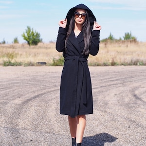 Long cashmere coat,Wool coat women,women wool coat,Black wool coat,cashmere coat,Wool Hooded coat,maxi coat,winter coat,plus size coat