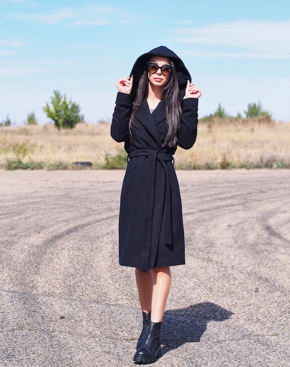 Long Wool Coat Womenlong Cashmere Coatwomen Wool Coatblack -  Sweden