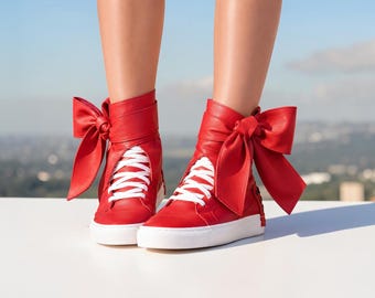 Women genuine leather sneakers,Red genuine leather sneakers,red leather sneakers,women leather sneakers