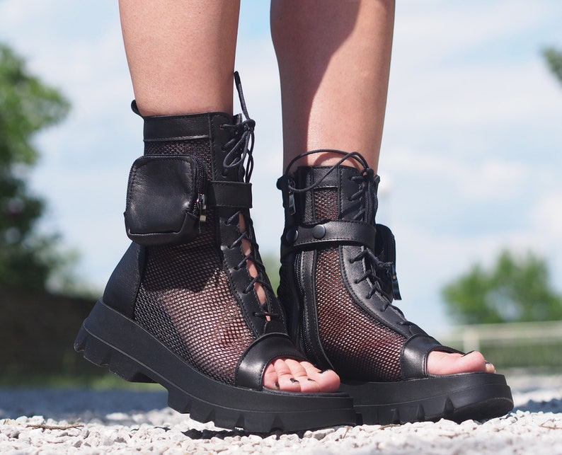 Black Genuine Leather Summer Boots,Women's Leather Summer boots,Leather Gladiator Sandals for Women,Leather boots women,women Leather Sandal image 10