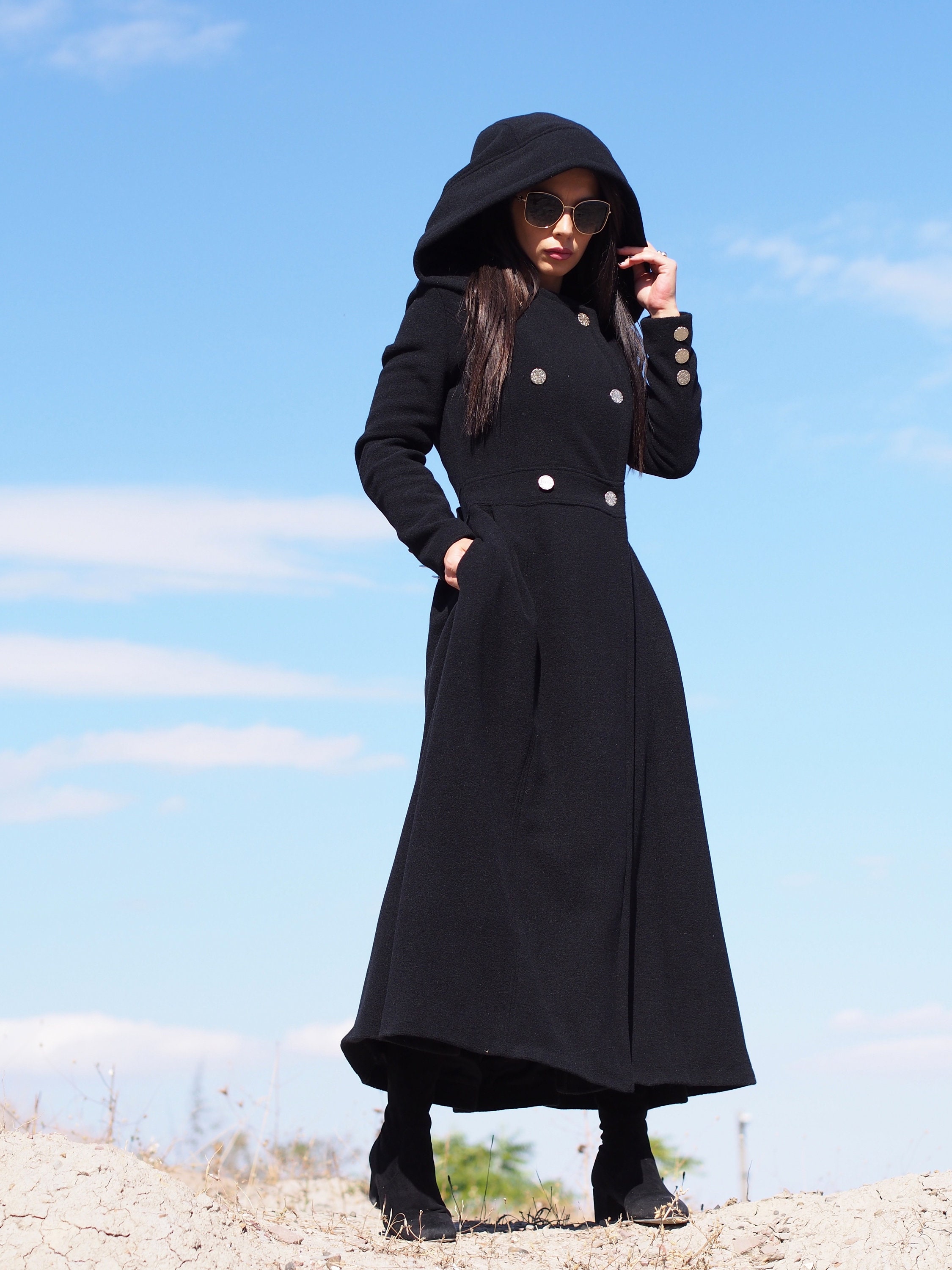 Long Wool coat women,Long cashmere coat,women wool coat,black wool coat,black  cashmere coat,plus size wool coat,maxi coat,winter coat – Adrenalinefashion