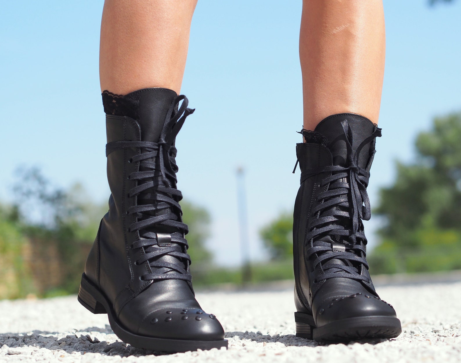 Women Genuine Leather Boots Black Genuine Leather Boots Etsy