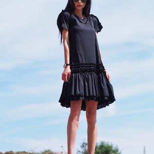 Women summer dress,short Sleveless dress, Loose casual dress,Extravagant women dress,black summer dress,Oversize dress,women summer dress