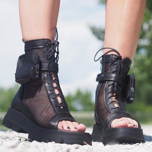 Black Genuine Leather Summer Boots,Women's Leather Summer boots,Leather Gladiator Sandals for Women,Leather boots women,women Leather Sandal image 4