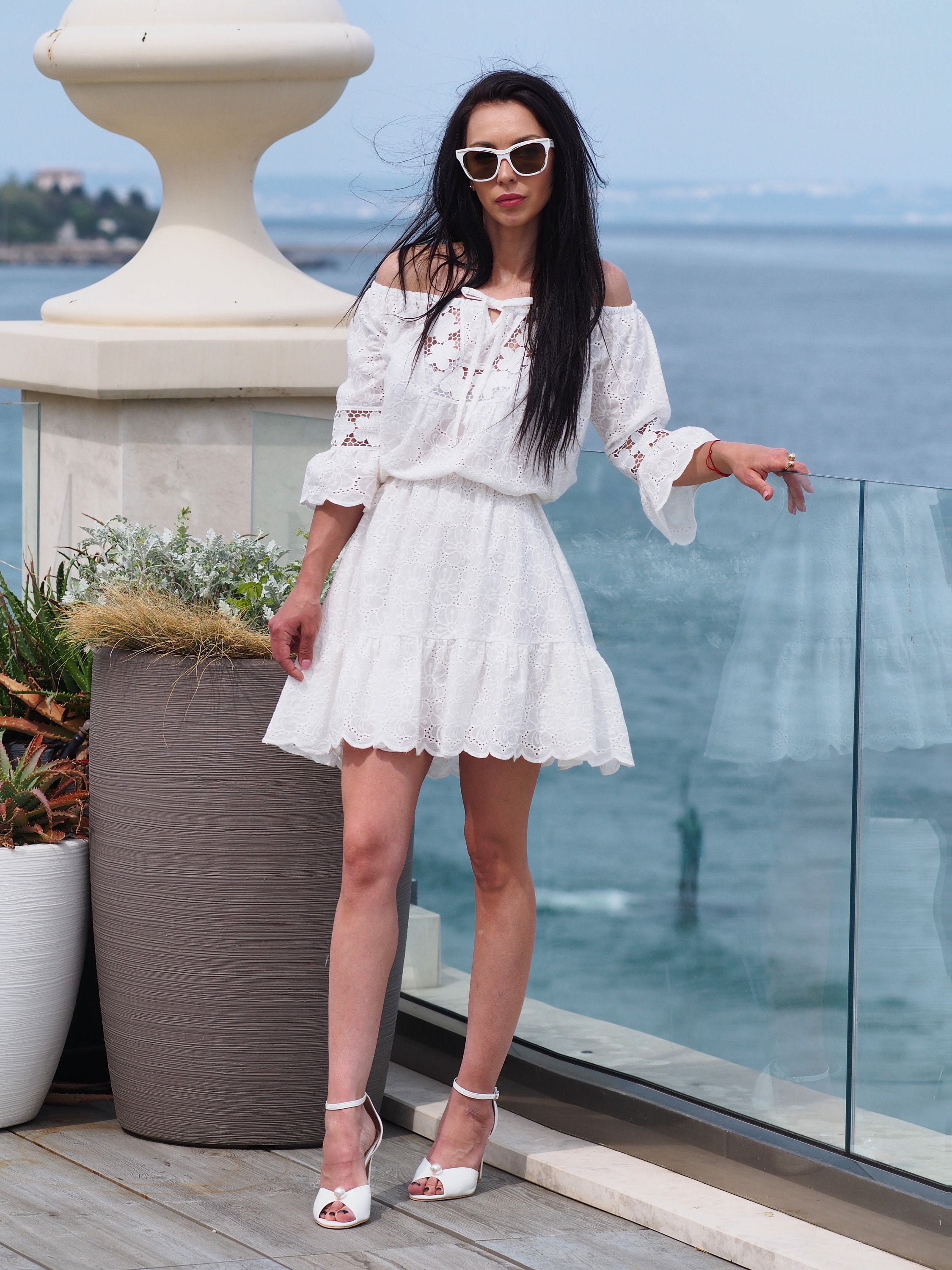 knee length dresses for ladies Boho White Mini Dress Olivia