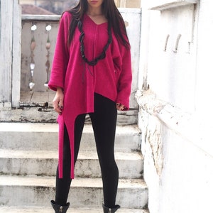Pink asymmetric tunic,Women asymmetric tunic,Loose asymmetric tunic,Women maxi tunic,Women asymmetric top,Extravagant asymmetric tunic