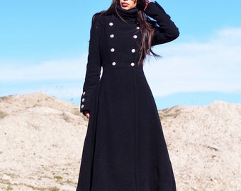 Long wool coat women,Women wool coat,Black cashmeere coat,long cashmere coat,Extravagant long wool coat,Women cashmeere coat,Wool coat women