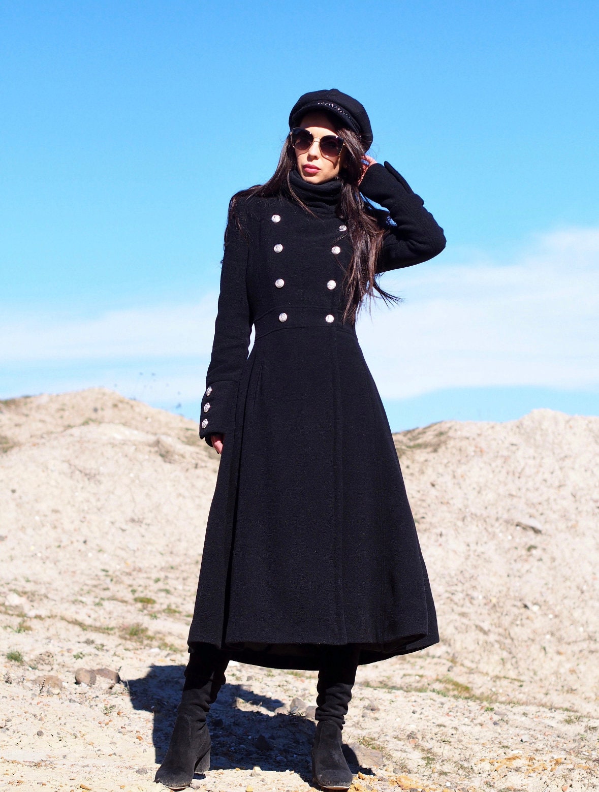 Blue Military wool Coat for women 0701# Blue Military wool Coat for women 0701#