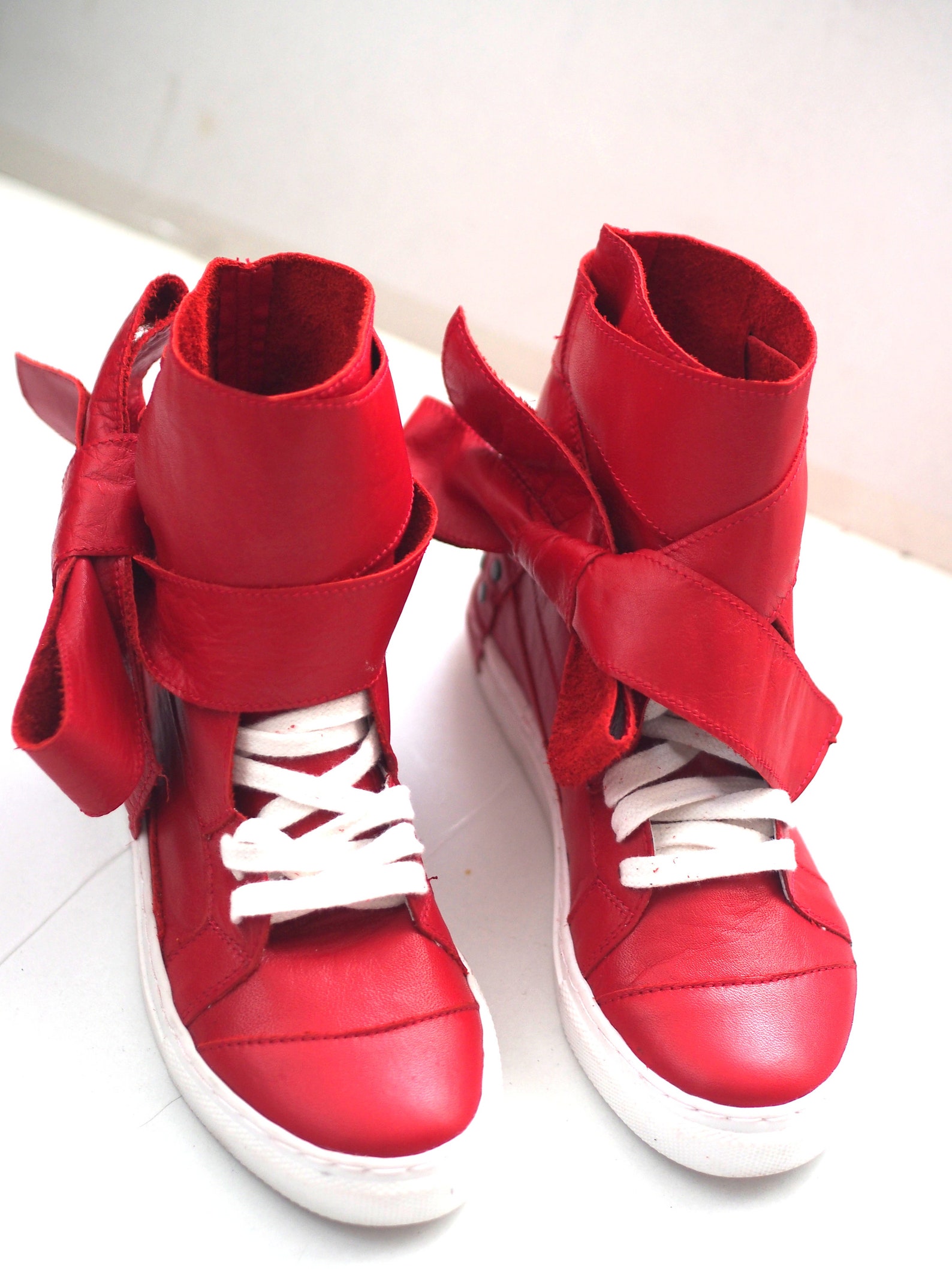 Women Genuine Leather Sneakersblack Leather Sneakers by Etsy