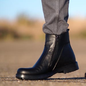 Men’s Black Leather Combat Boots | Handmade High Top Military Style Boots | 100% Genuine Leather | Durable Winter Fashion Shoes
