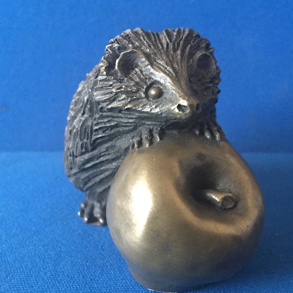 Figure of a Hedgehog and Apple Cold Cast Bronze,small fine quality made in the U.K.