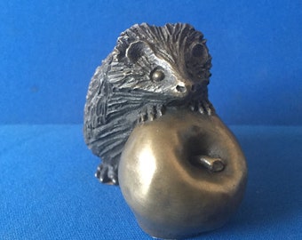 Figure of a Hedgehog and Apple Cold Cast Bronze,small fine quality made in the U.K.