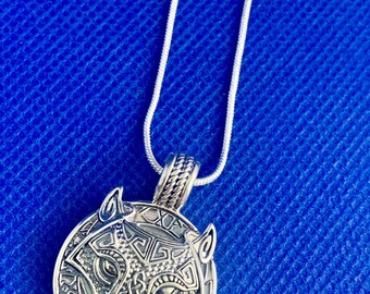 Wolf pendant Viking in style sterling silver and snake chain 46cm
