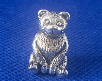 Teddy Bear mini pin cushion small collectable sterling silver Victorian in style.