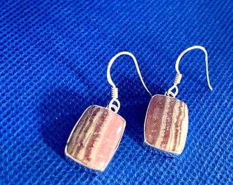 Rhodochrosite drop earrings Natural stones/crystals set in sterling silver.