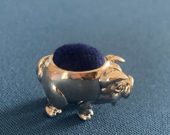 Pig pin cushion small collectable sterling silver Victorian in style.