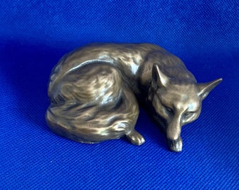 Fox snoozing Figurine Cold Cast Bronze fine quality made in the U.K.