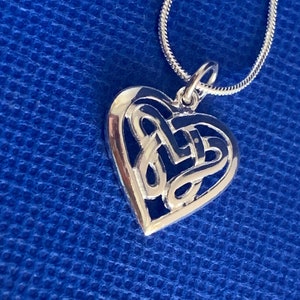 Heart pendant Celtic knot sterling silver and silver snake chain .925
