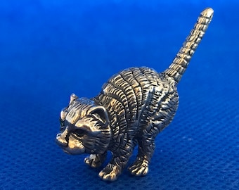 Cat Miniature Sterling silver Figure. Suprise cat