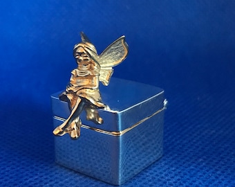 Fairy /tooth / box sitting  victorian style sterling silver and gold plate