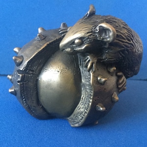Mouse on a Conker  Cold Cast Bronze Figurine fine quality made in the U.K.