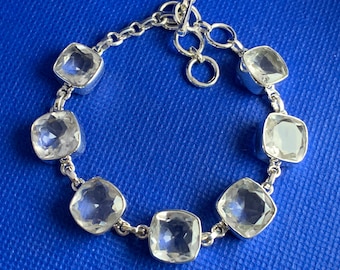 Crystal Natural Stones set in Sterling Silverr Chunky unique facet cut