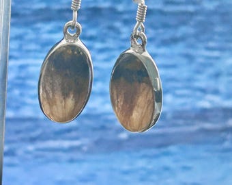 Blue John  oval large earrings sterling silver Natural stones mined in derbyshire U.K. set in sterling silver. unique