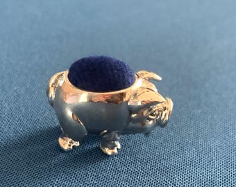 Pig pin cushion small collectable sterling silver Victorian in style.