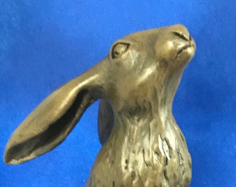 Hare Figure  Moon Gazing . La Luna. Cold Cast Bronze .made in the UK