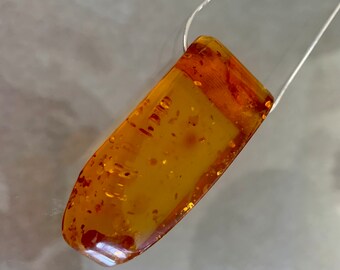 Large Amber blade pendant and snake chain 6cm x 3cm