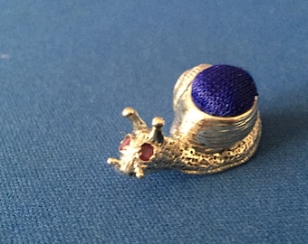 Snail Pin Cushion Victorian Style miniature sterling silver .925