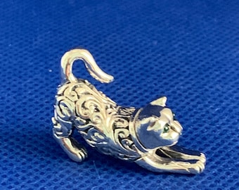 Cat filigree Victorian Style sterling silver .925 mini collectible victorian in style
