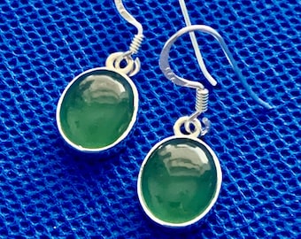 Jade/Nephrite drop earrings  set in sterling silver