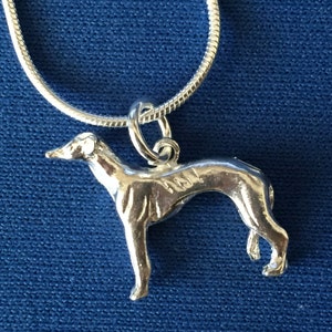 Greyhound /Lurcher pendant and snake chain sterling silver
