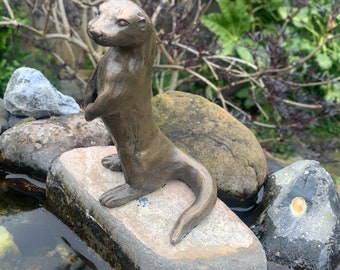 Otter figurine cold cast bronze standing fine quality