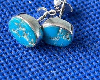 Turquoise Earrings Natural stones set in sterling silver. Sleeping beauty mine.Arizona ..retired