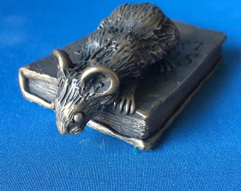 Mouse on a Rabie Burns Poetry Book- Figure Cold Cast Bronze. fine quality made in the U.K.