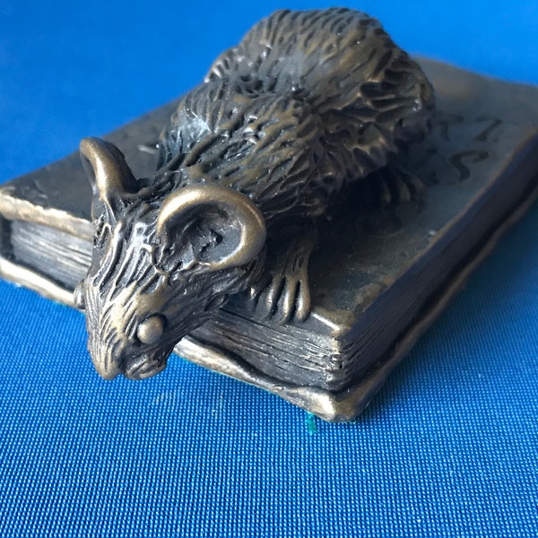 Cold Cast Bronze Mouse Figurine on Robbie Burns Book - Made in UK