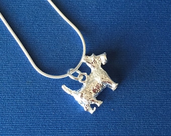 Westie / Scottie Dog pendant and snake chain sterling silver