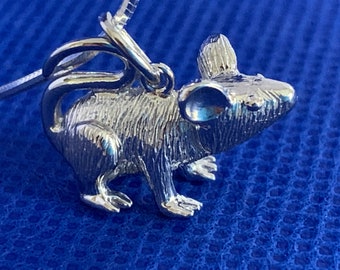 Mouse pendant sterling silver.925 and snake chain