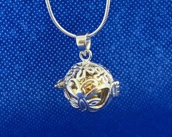 Angel caller Pendant  filigree butterfly with removable bell caller sterling silver