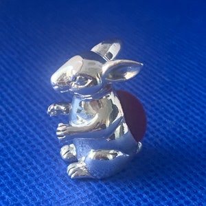 Rabbit mini pin cushion small collectable sterling silver Victorian in style.