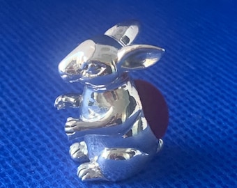 Rabbit mini pin cushion small collectable sterling silver Victorian in style.