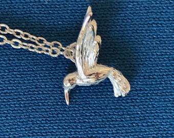 Humming bird pendant mini 3d sterling silver