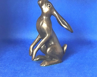 Hare Cold Cast Bronze Figure  Moon Gazing smaller La Luna.