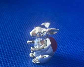 Rabbit mini pin cushion small collectable sterling silver Victorian in style.