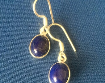 Lapis lazuli drop earrings sterling silver