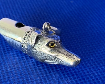 Greyhound Lurcher Sterling silver dog  Whistle Victorian in Style
